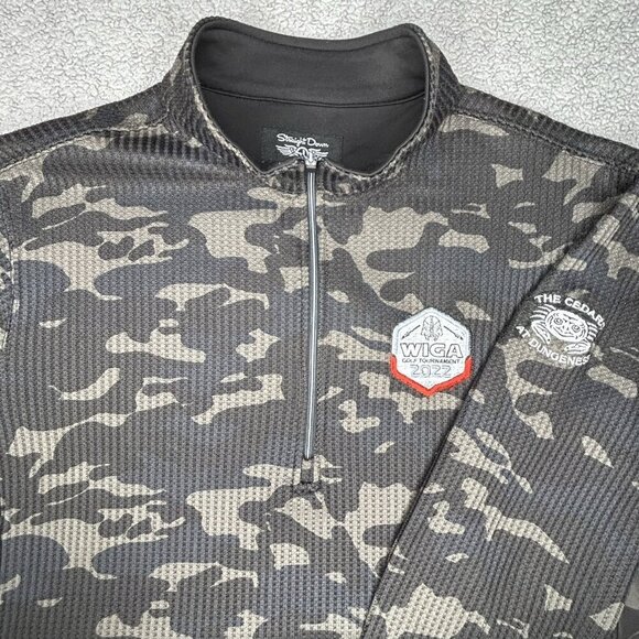 Straight Down Quarter Zip Mens M Waffle Camo WIGA Golf 2022 The Cedars Dungeness - Picture 1 of 16